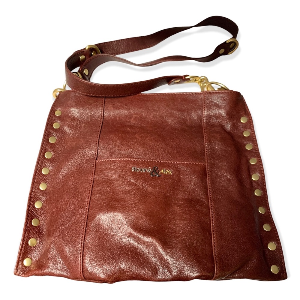 Sloane & Alex Women Red Leather Crossbody Bag with Dust Bag